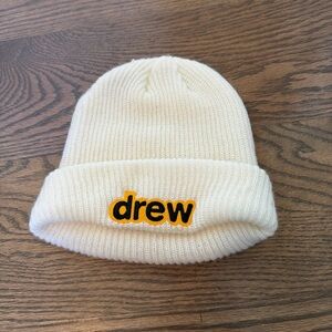 Drew House Ivory Beanie with Yellow Logo